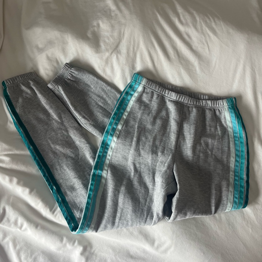 Gray Joggers with Teal Stripes - Picture 1 of 3